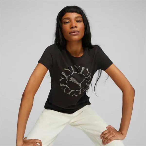 Tricou pentru femei Puma Ess+ Graphic Tee Black photo 3