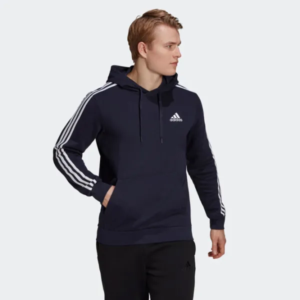 Толстовка для мужчин Adidas 3 Stripes Fleece Прямой/ Тёмно синий photo 3