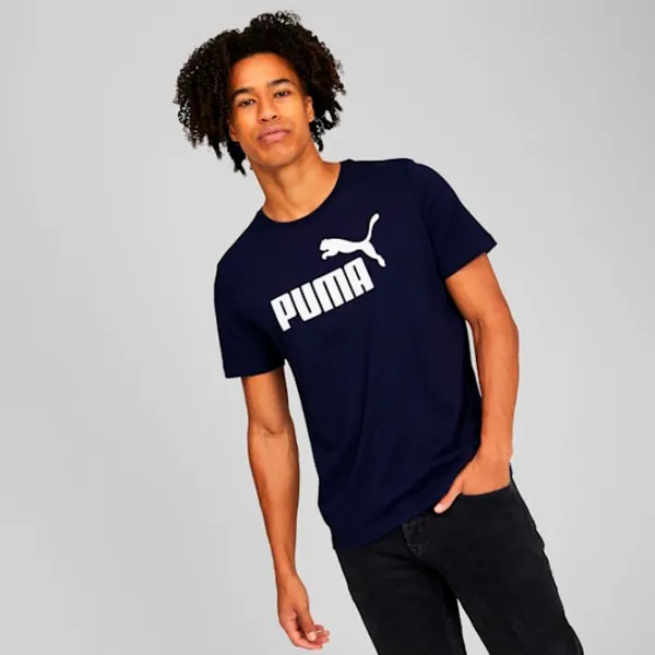 Футболка для мужчин Puma Ess Logo Tee 100% хлопок/ Темно-синий photo 3