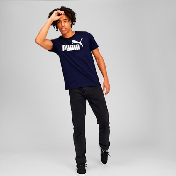 Футболка для мужчин Puma Ess Logo Tee 100% хлопок/ Темно-синий photo 10
