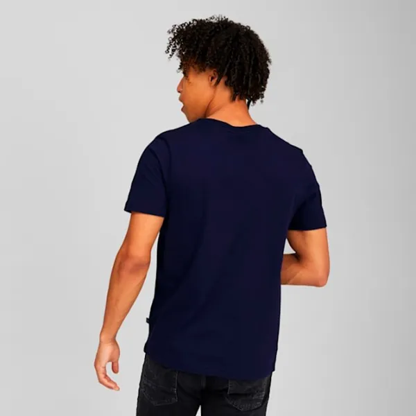 Tricou pentru bărbați Puma Ess Logo Tee 100% bumbac/ Navy photo 4
