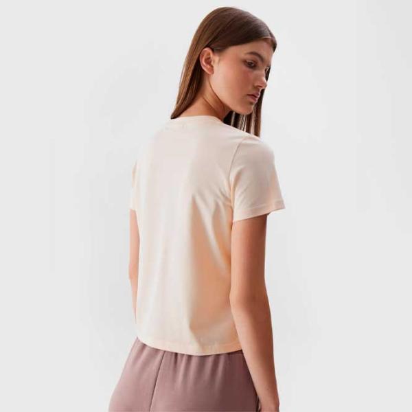 Tricou pentru femei 4F 4FWAW23TTSHF1169 100% bumbac/ Beige photo 4