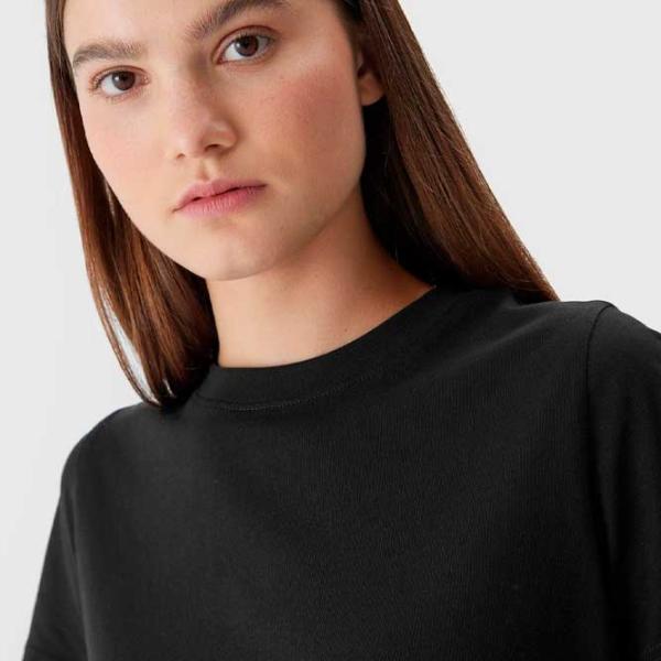 Tricou pentru femei 4F 4FWAW23TTSHF1169 100% bumbac/ Black photo 4