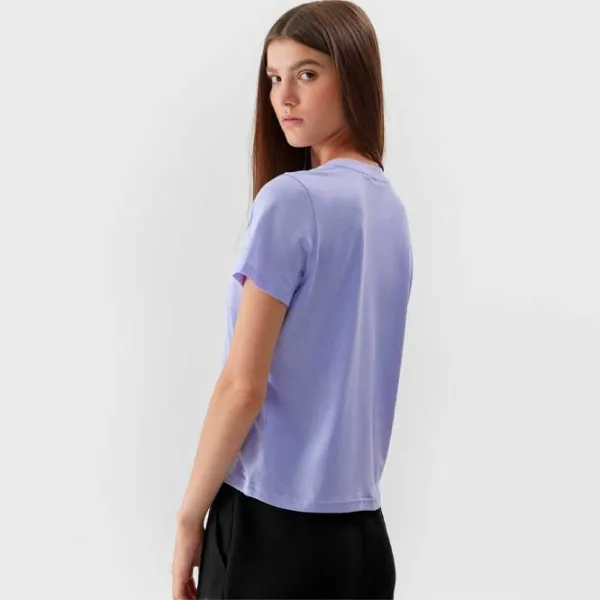 Tricou pentru femei 4F 4FWAW23TTSHF1169 100% bumbac/ Violet photo 4