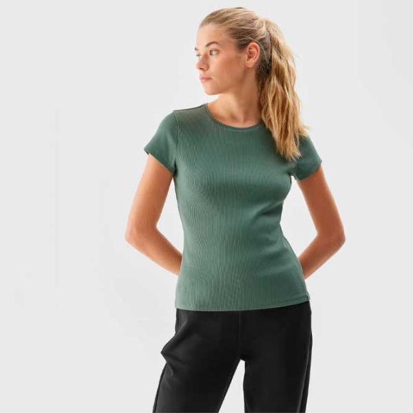 Футболка для женщин 4F 4FRAW23TTSHF1335 4 % Эластан/ Зелёный photo 2