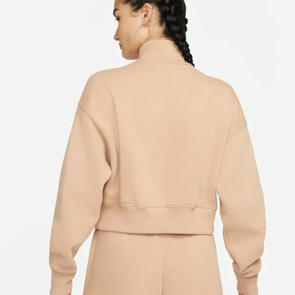 Hanorac pentru femei Nike W Nsw Style Flc Crop Qz Beige photo 2
