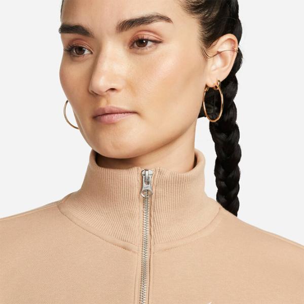 Hanorac pentru femei Nike W Nsw Style Flc Crop Qz Beige photo 3