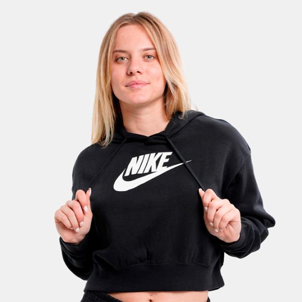 Hanorac pentru femei Nike W Nsw Club Flc Gx Crop Hdy Black photo 3