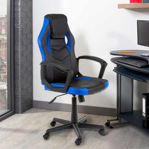 Scaun Gaming Akord F4G FG-19 Black Blue photo 5