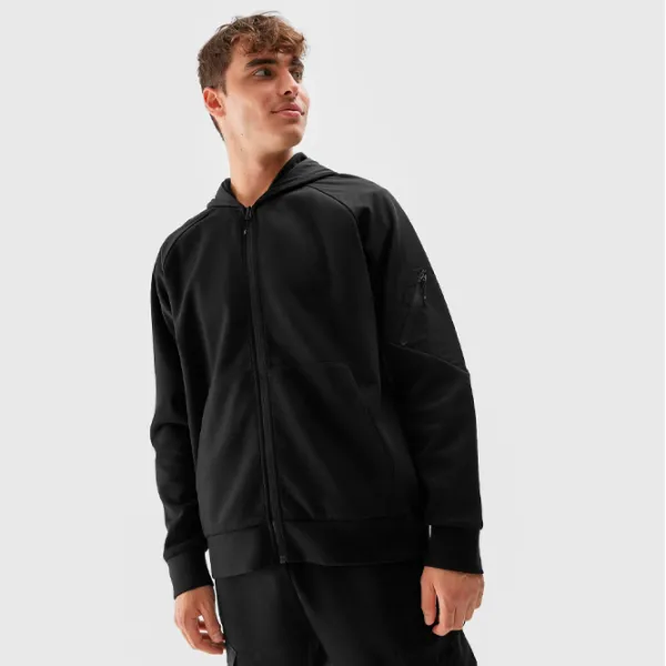 Hanorac pentru bărbați 4F 4FAW23TSWSM682 Drept/ Black photo 5