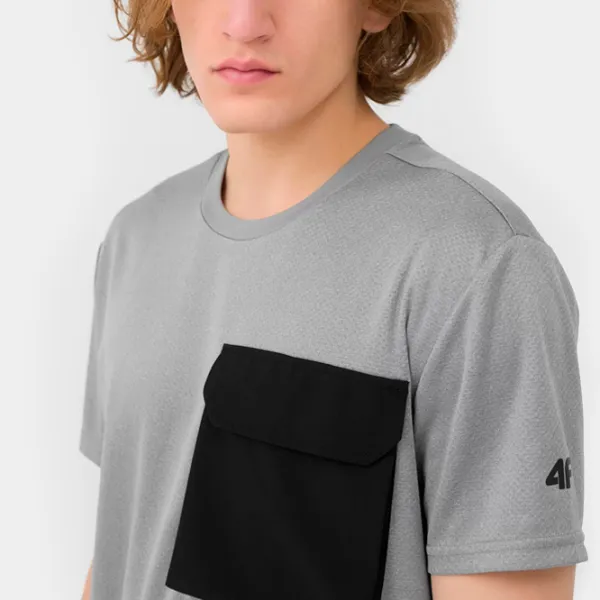 Tricou pentru bărbați 4F 4FSS23TFTSM200-24S 100% poliester/ Gray photo 4