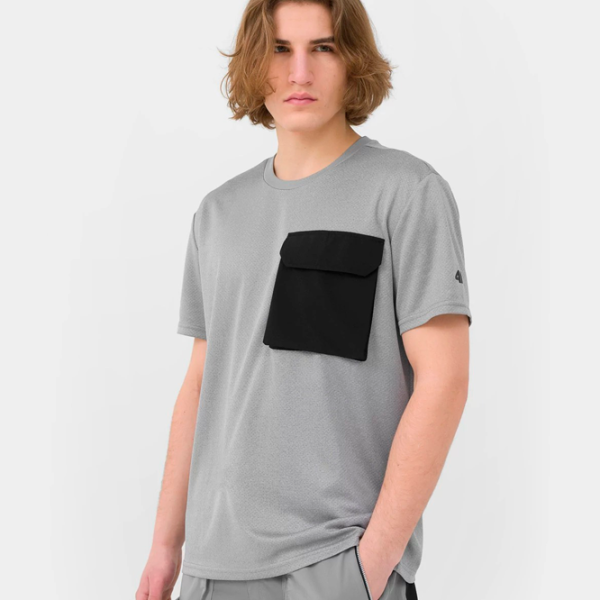Tricou pentru bărbați 4F 4FSS23TFTSM200-24S 100% poliester/ Gray photo 3