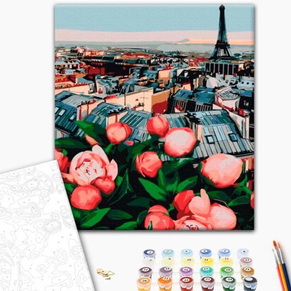 Картина по номерам BrushMe Пионы с видом на Париж 50 x 40 см/ Вертикальная photo 2 Картина по номерам BrushMe Пионы с видом на Париж 50 x 40 см/ Вертикальная photo 2