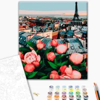 Картина по номерам BrushMe Пионы с видом на Париж 50 x 40 см/ Вертикальная photo 2