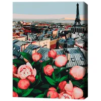 Картина по номерам BrushMe Пионы с видом на Париж 50 x 40 см/ Вертикальная photo 3