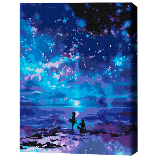 Pictură pe numere BrushMe Malul mării în culorile nopții 50 x 40 cm/ Verticală photo 3