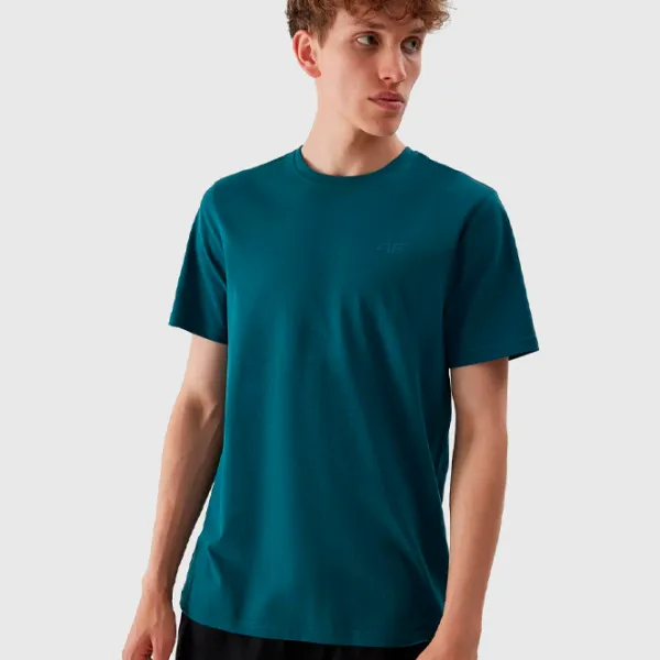 Tricou pentru bărbați 4F 4FRAW23TTSHM1471-46S 100% bumbac/ Turcoaz photo 2