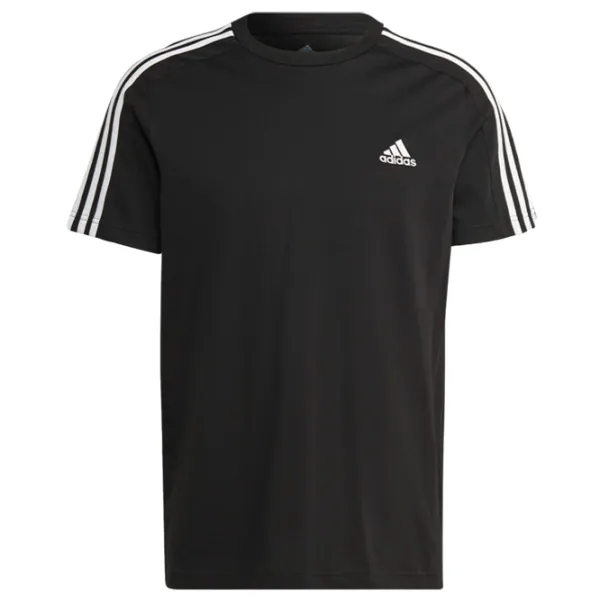 Tricou pentru bărbați Adidas Essential 3 Stripes 70% bumbac, 30% bumbac reciclat/ Black-White photo 5