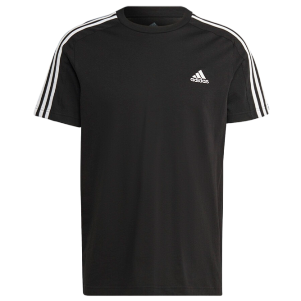 Tricou pentru bărbați Adidas Essential 3 Stripes 70% bumbac, 30% bumbac reciclat/ Black-White photo 5