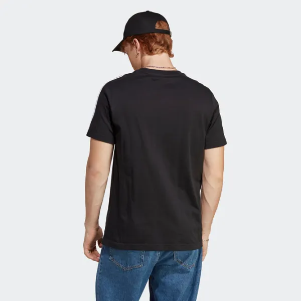 Tricou pentru bărbați Adidas Essential 3 Stripes 70% bumbac, 30% bumbac reciclat/ Black-White photo 4