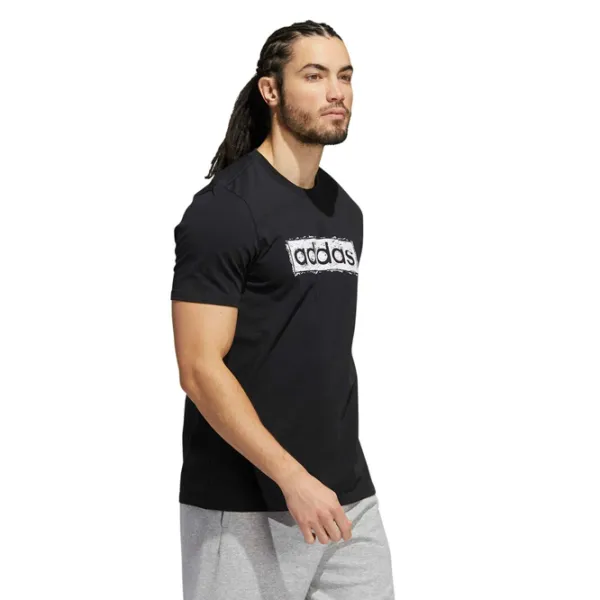 Tricou pentru bărbați Adidas Sketch Linear 100% bumbac/ Black photo 3