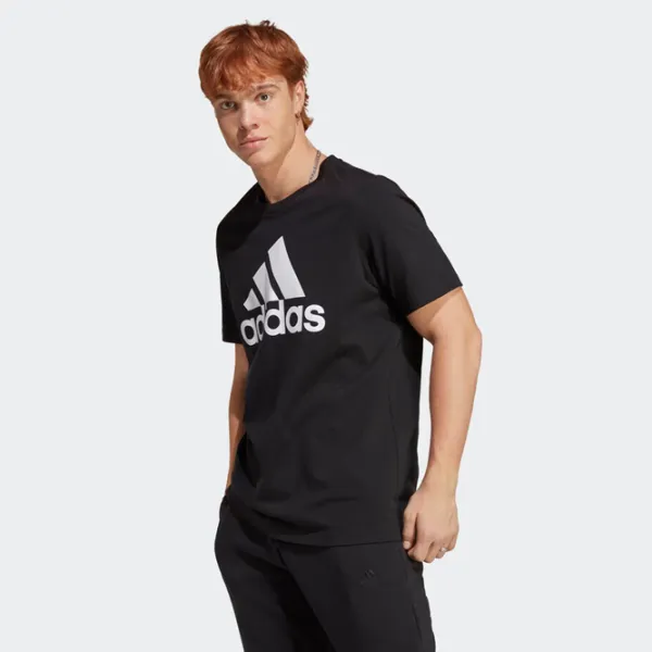 Tricou pentru bărbați Adidas Essentials Big Logo 70% bumbac, 30% bumbac reciclat/ Black-White photo 2 Tricou pentru bărbați Adidas Essentials Big Logo 70% bumbac, 30% bumbac reciclat/ Black-White photo 2