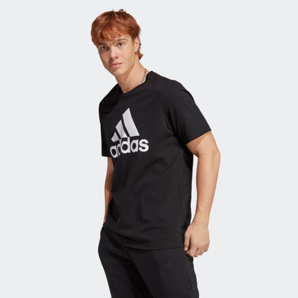 Tricou pentru bărbați Adidas Essentials Big Logo 70% bumbac, 30% bumbac reciclat/ Black-White photo 2 Tricou pentru bărbați Adidas Essentials Big Logo 70% bumbac, 30% bumbac reciclat/ Black-White photo 2