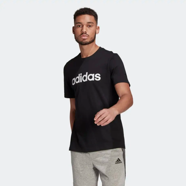 Tricou pentru bărbați Adidas Essentials Embroidered Linear Logo 70% bumbac, 30% bumbac reciclat/ Black photo 2