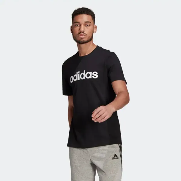 Tricou pentru bărbați Adidas Essentials Embroidered Linear Logo 70% bumbac, 30% bumbac reciclat/ Black photo 2