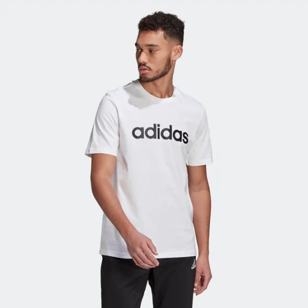 Tricou pentru bărbați Adidas Essentials Embroidered Linear Logo 70% bumbac, 30% bumbac reciclat/ White photo 2