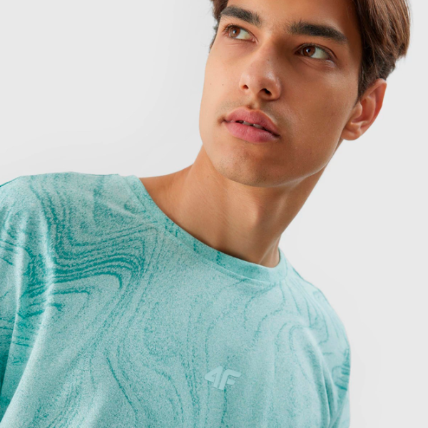 Tricou pentru bărbați 4F 4FRAW23TTSHM1520-48A 100% bumbac/ Turquoise photo 3