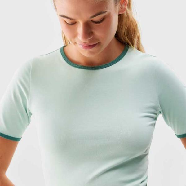 Tricou pentru femei 4F 4FRAW23TTSHF1336 95% bumbac, 5% elastan/ Mint photo 3