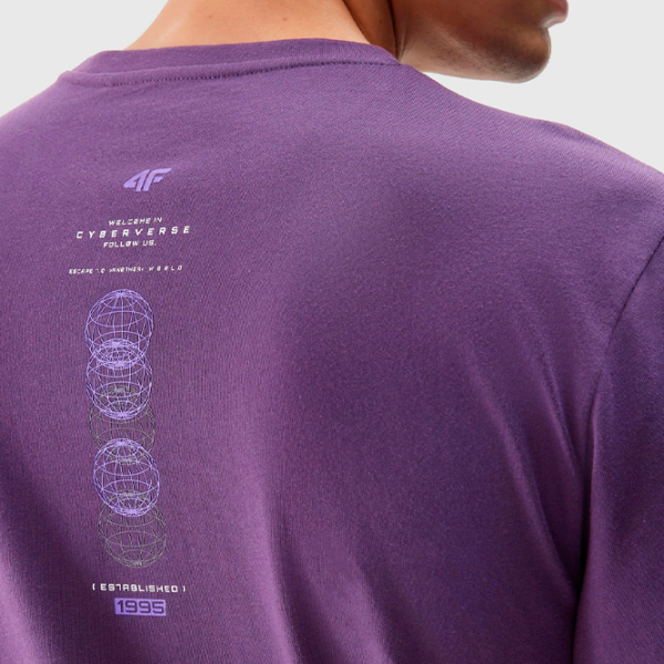 Tricou pentru bărbați 4F 4FAW23TTSHM0889-60S 100% bumbac/ Burgundy photo 4