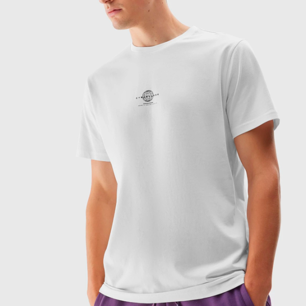 Tricou pentru bărbați 4F 4FAW23TTSHM0889-10S 100% bumbac/ White photo 2