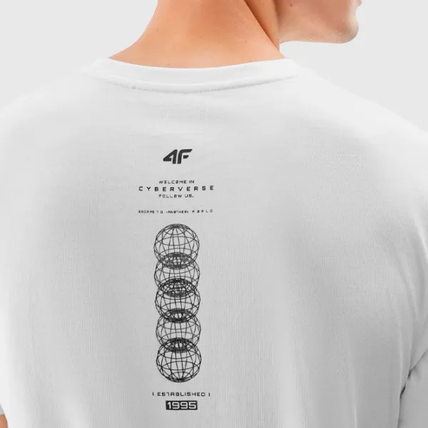 Tricou pentru bărbați 4F 4FAW23TTSHM0889-10S 100% bumbac/ White photo 3