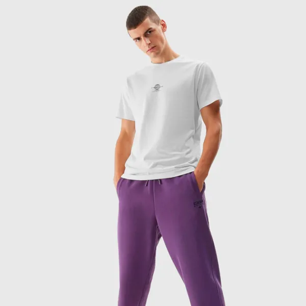 Tricou pentru bărbați 4F 4FAW23TTSHM0889-10S 100% bumbac/ White photo 4