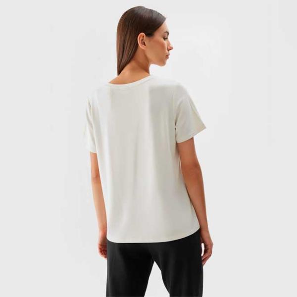 Tricou pentru femei 4F 4FAW23TTSHF0900 3 % elastan/ Ecru photo 4