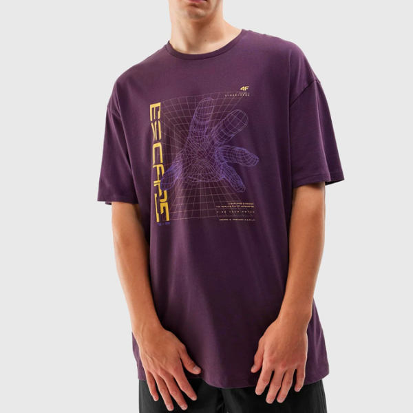 Tricou pentru bărbați 4F 4FAW23TTSHM0888-60S 100% bumbac/ Burgundy photo 2