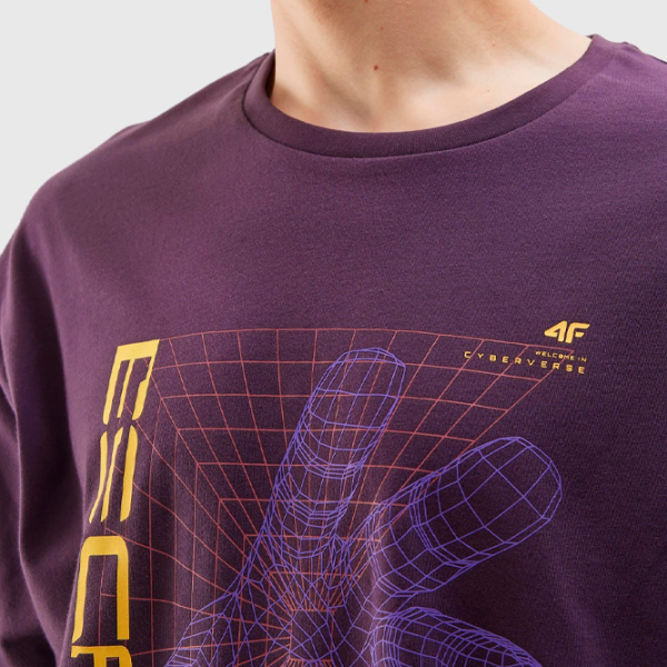 Tricou pentru bărbați 4F 4FAW23TTSHM0888-60S 100% bumbac/ Burgundy photo 3