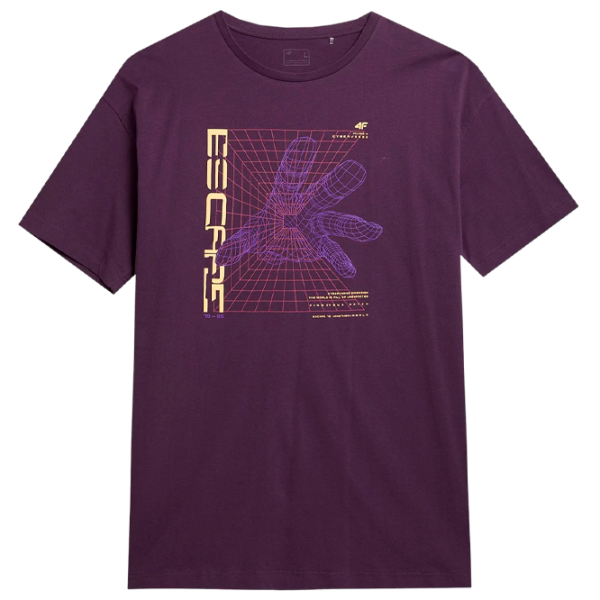 Tricou pentru bărbați 4F 4FAW23TTSHM0888-60S 100% bumbac/ Burgundy photo 5