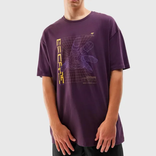 Tricou pentru bărbați 4F 4FAW23TTSHM0888-60S 100% bumbac/ Burgundy photo 2