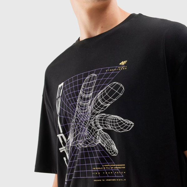Tricou pentru bărbați 4F 4FAW23TTSHM0888-20S 100% bumbac/ Black photo 2