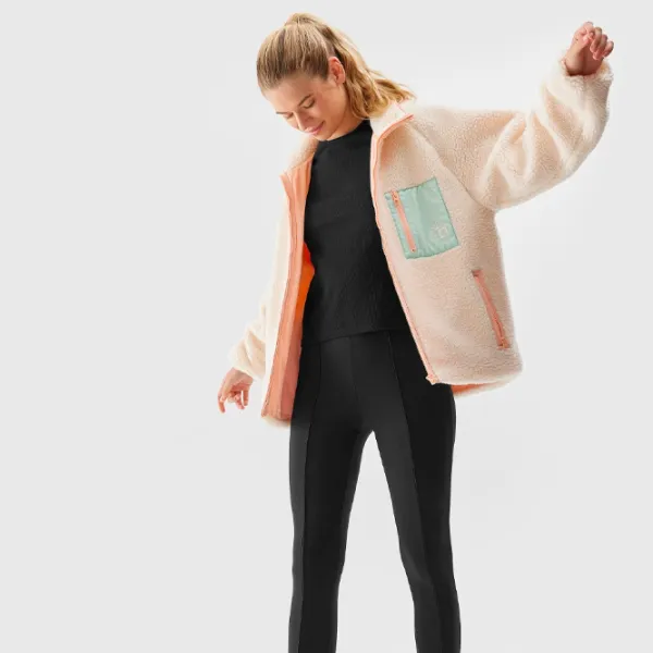 Hanorac pentru femei 4F SHERPA FLEECE WITH STAND-UP COLLAR Black photo 6