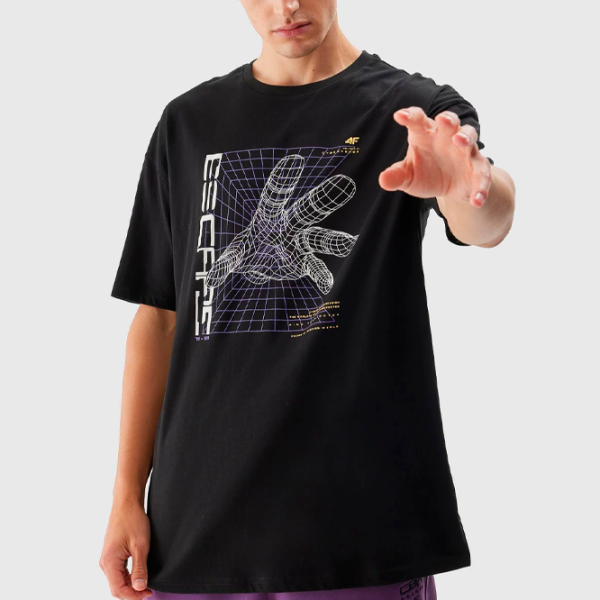 Tricou pentru bărbați 4F 4FAW23TTSHM0888-20S 100% bumbac/ Black photo 3