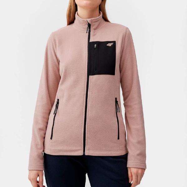 Толстовка для женщин 4F REGULAR FLEECE WITH STAND-UP COLLAR Весна - лето/ Розовый photo 3