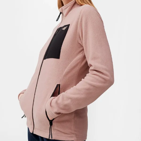 Толстовка для женщин 4F REGULAR FLEECE WITH STAND-UP COLLAR Весна - лето/ Розовый photo 4