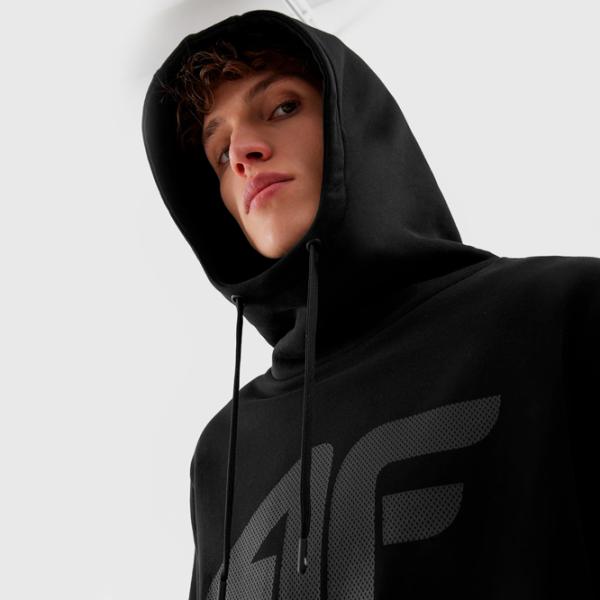 Hanorac pentru bărbați 4F 4FAW23TSWSM694 Drept/ Black photo 2