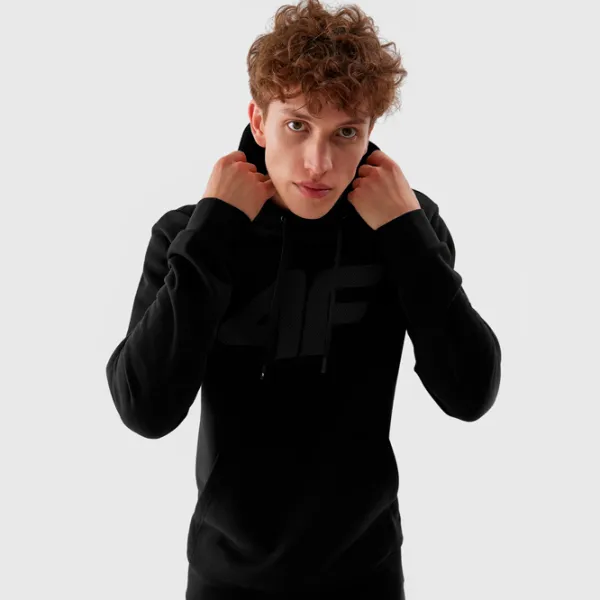 Hanorac pentru bărbați 4F 4FAW23TSWSM694 Drept/ Black photo 3