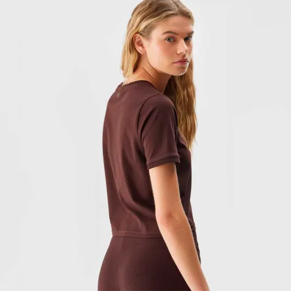 Tricou pentru femei 4F 4FAW23TTSHF0879 100% bumbac/ Brown photo 4