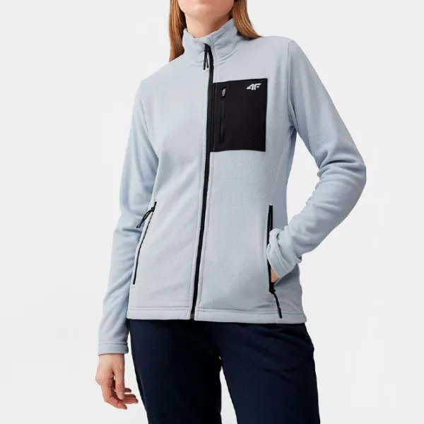 Толстовка для женщин 4F REGULAR FLEECE WITH STAND-UP COLLAR Весна - лето/ Синий photo 3